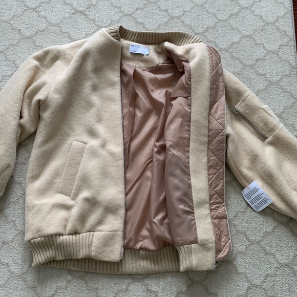 NEW ASOS Design Brushed Bomber in Stone - Picture 10 of 13